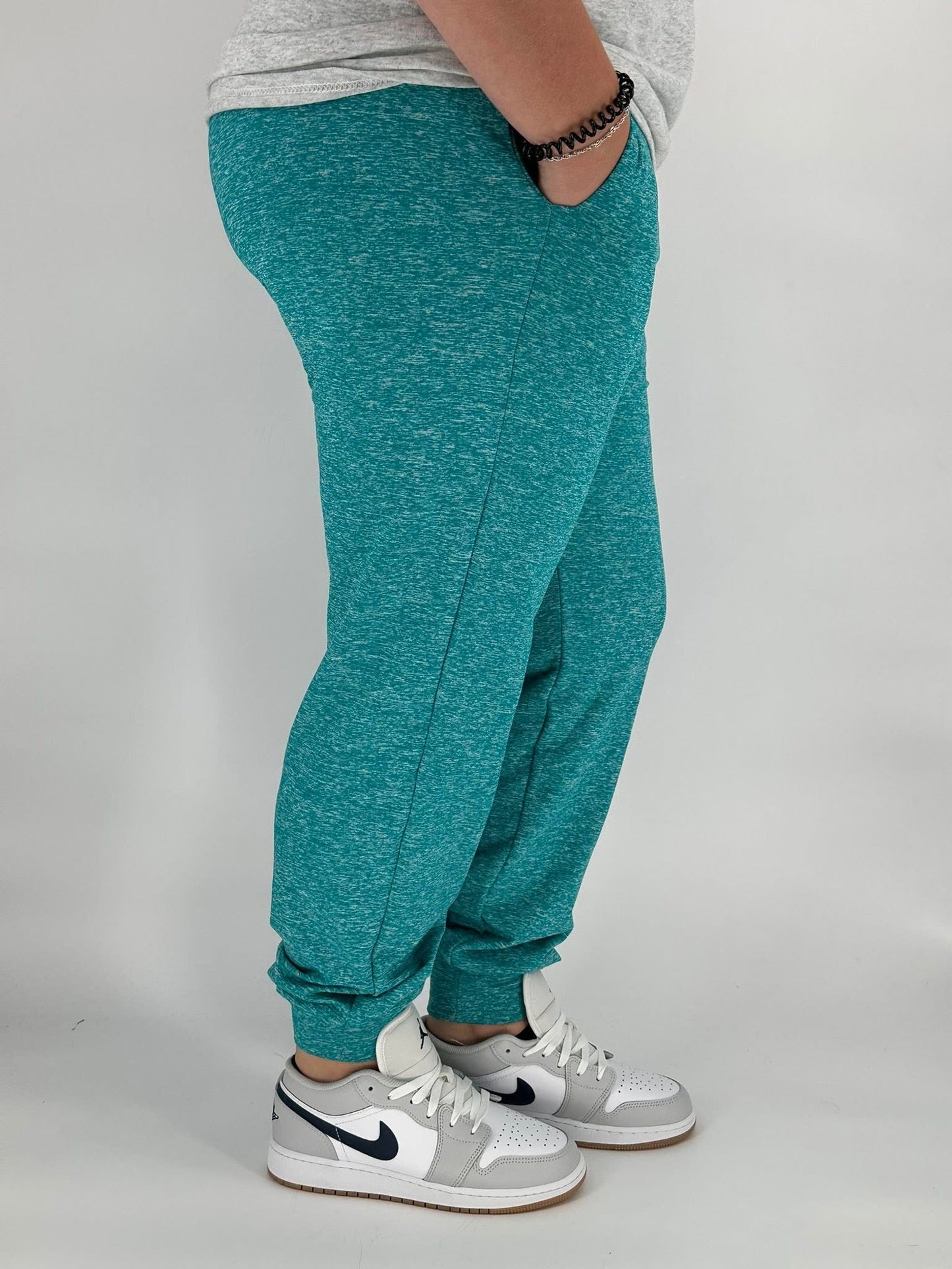 Teal Heathered Fleece Joggers