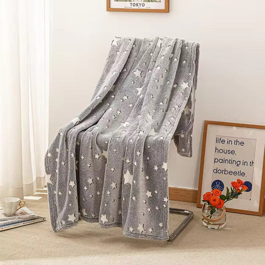 Gray Stars Glow Blanket