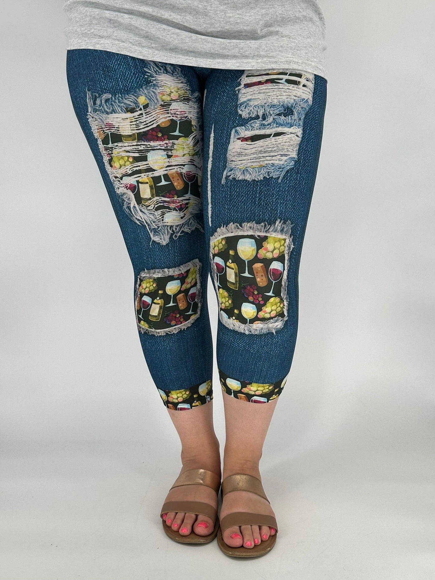 Denim Wine Capri w/ Back Pockets