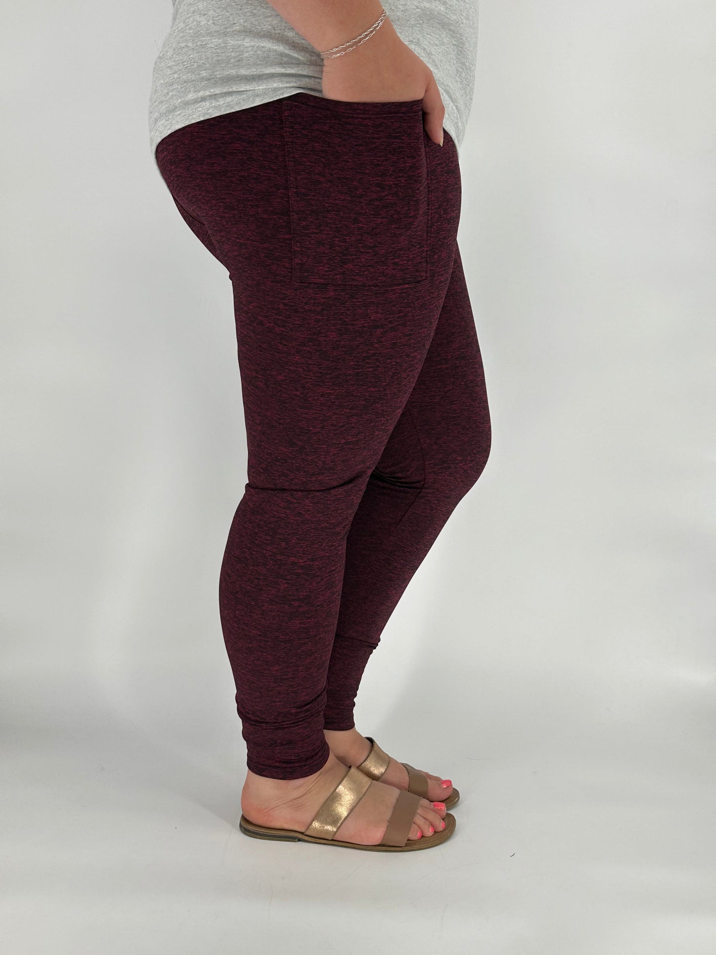 Maroon Fleece Leggings w/ Pockets